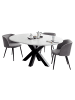 58 aufm Kessel ESSTISCH Rund ausziehbar Edda 9 130x130x78 Küchentisch Schwarz/Weiß