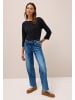 Cecil Wide Leg Jeans in Mid Blue Used Wash