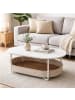 relaxdays Couchtisch in Weiß/ Beige - (B)100 x (H)55 x (T)45 cm