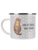 Mr. & Mrs. Panda Emaille Becher Otter Muschel mit Spruch in Grau Pastell