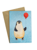 Mr. & Mrs. Panda Grußkarte Pinguin Luftballon ohne Spruch in Eisblau