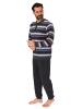 NORMANN Frottee Schlafanzug Bündchen Blockstreifen - 81337 in dunkelgrau