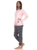 NORMANN Frottee Pyjama Schlafanzug Bündchen und Herz - 49911 in rosa
