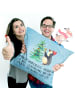 Mr. & Mrs. Panda kissen für sofa Pinguin Weihnachtsbaum mit Spruch in Eisblau