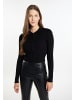 myMo Cropped Strickjacke in Schwarz