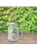 Mr. & Mrs. Panda Trinkglas Mason Jar Pinguine Kuscheln mit Spruch in Transparent