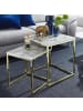 KADIMA DESIGN Beistelltisch 2er-Set | Marmor-Optik, Weiß/Gold, Modern in Weiß