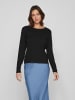 Vila Gerippter Longsleeve Pullover Feinstrick Sweater Shirt VIABELLA in Schwarz