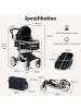 COSTWAY Kombikinderwagen 2in1 bis 3 Jahren in Schwarz