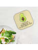 Mr. & Mrs. Panda Tassenuntersetzer Avocado Kern mit Spruch in Gelb Pastell