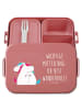 Mr. & Mrs. Panda Bentobox Einhorn Mitteilung Motiv mit Spruch in Rot Pastell
