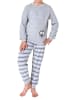 NORMANN Frottee langarm Schlafanzug Pyjama Bündchen und Fussball - 77041 in grau