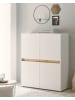 Furn.Design Highboard weiß, Eiche Wotan 100 x 120 cm, hohe Kommode 4-türig