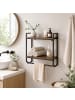 relaxdays Wandregal in Braun/ Schwarz - (B)15 x (H)40 x (T)40 cm