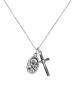 KUZZOI Halskette 925 Sterling Silber Kreuz, Marienbild in Silber