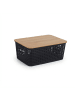 relaxdays 3 x Aufbewahrungsbox in Schwarz/ Natur – (B)25,5 x (H)10,5 x (T)18 cm