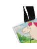 Mr. & Mrs. Panda Tote Bag Einhorn Radfahrer Design mit Spruch in Weiß