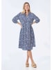 GOLDNER Kurzgröße:  Blusenkleid mit Print und 3/4-Arm in royalblau / weiß / gemustert