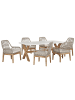 Beliani 7-tlg Gartentisch Set OLBIA in Weiß/Beige/Braun