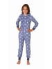 NORMANN Jumpsuit Schlafanzug Overall Coralfleece Tupfen - 76789 in blau