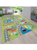 KADIMA DESIGN Kinderteppich waschmaschinenwaschbar Stadtverkehrs Kinderzimmer in Grün