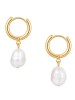 Lulu & Jane Ohrringe aus Metall-Legierung mit Süßwasser-Zuchtperle in weiß