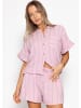 SASSYCLASSY Gestreifte Musselin Bluse mit Volants in Rosa