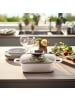 Stoneline STONELINE Servierpfanne 20 x 20 cm mit Aroma Glasdeckel, Eckpfanne in Creme
