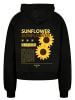 F4NT4STIC Ladies Organic Oversized Hoodie Sonnenblume in schwarz