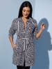Comodo Longjacke in grau-meliert-schwarz-gemustert