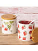 AltoBelli Dose BERRY Weiß Marmeladendose ERDBEERE mit Holzdeckel und Löffel 170 ml