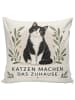 Mr. & Mrs. Panda Kissen Katze schwarz-weiss Design mit Spruch in Weiß