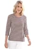 GOLDNER Kurzgröße:  Ringelshirt Buntgewirktes Ringelshirt in taupe / weiß / geringelt
