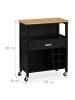 relaxdays Küchenwagen in Schwarz/ Natur - (B)65 x (H)80 x (T)35 cm