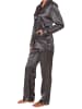 NORMANN Satin Pyjama Schlafanzug zum durchknöpfen - 41697 in anthrazit