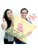 Mr. & Mrs. Panda Deko Kissen Schwein Glück mit Spruch in Gelb Pastell