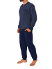 NORMANN Langarm Schlafanzug Pyjama Bündchen print in hellblau