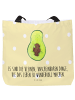 Mr. & Mrs. Panda Strandtasche Avocado Kern mit Spruch in Gelb Pastell