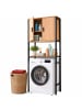 relaxdays Waschmaschinenschrank in Schwarz/ Natur - (B)64 x (H)170 x (T)27 cm