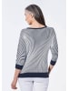 GOLDNER Kurzgröße:  Pullover Baumwollmix mit Fledermausärmeln in marine / weiß / gestreift