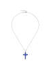 Giorgio Martello Milano Kette Anhänger Kreuz Mit Zirkonia Oder Kristallstein in Blau