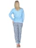 NORMANN Frottee Schlafanzug langarm Bündchen Herzmotiv in hellblau