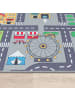 KADIMA DESIGN Kinderteppich waschmaschinenwaschbar Stadt‑Land‑Karten Kinderzimmer in Grau