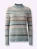 Sieh an! Stehkragenpullover in jade-sesam-meliert