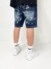 DADA Baggy Jeans Shorts mit Splatter Muster Bermuda in Blau