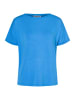More & More softes T-Shirt mit Chiffonkante in blue