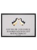 Mr. & Mrs. Panda teppichmatte Pinguin Liebe mit Spruch in Grau Pastell