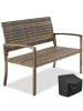 tectake Polyrattanbank 2-Sitzer wetterfest 125x62,5x90cm mit Schutzhülle
