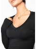 SASSYCLASSY Langarmshirt mit V-Ausschnitt in Schwarz