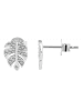 Adeliás Damen Ohrstecker Blatt aus 925 Silber mit Zirkonia in silber